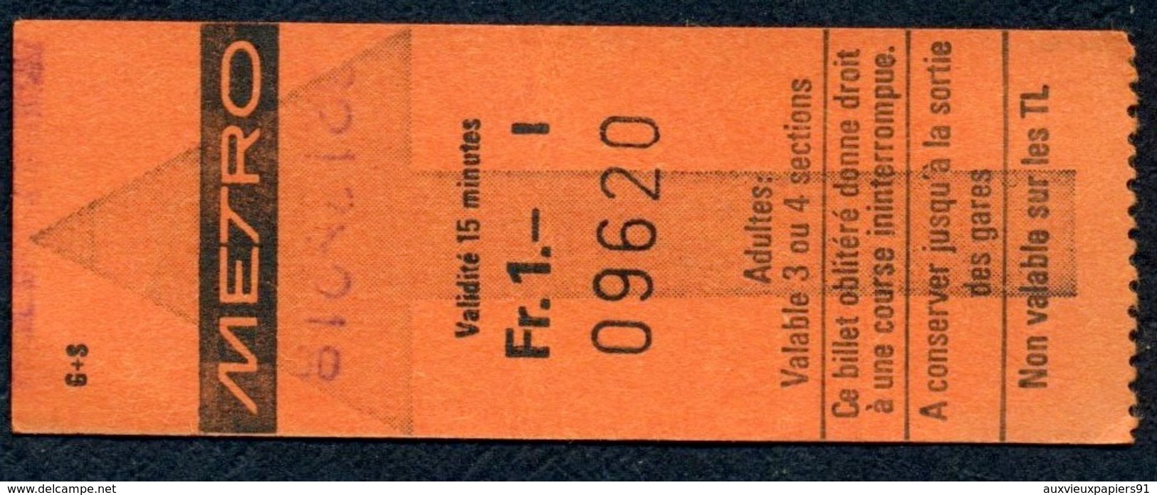 Ticket - Billet Ou Titre De Transport Métro - LAUSANNE - 1 Fr - Codification - Europa