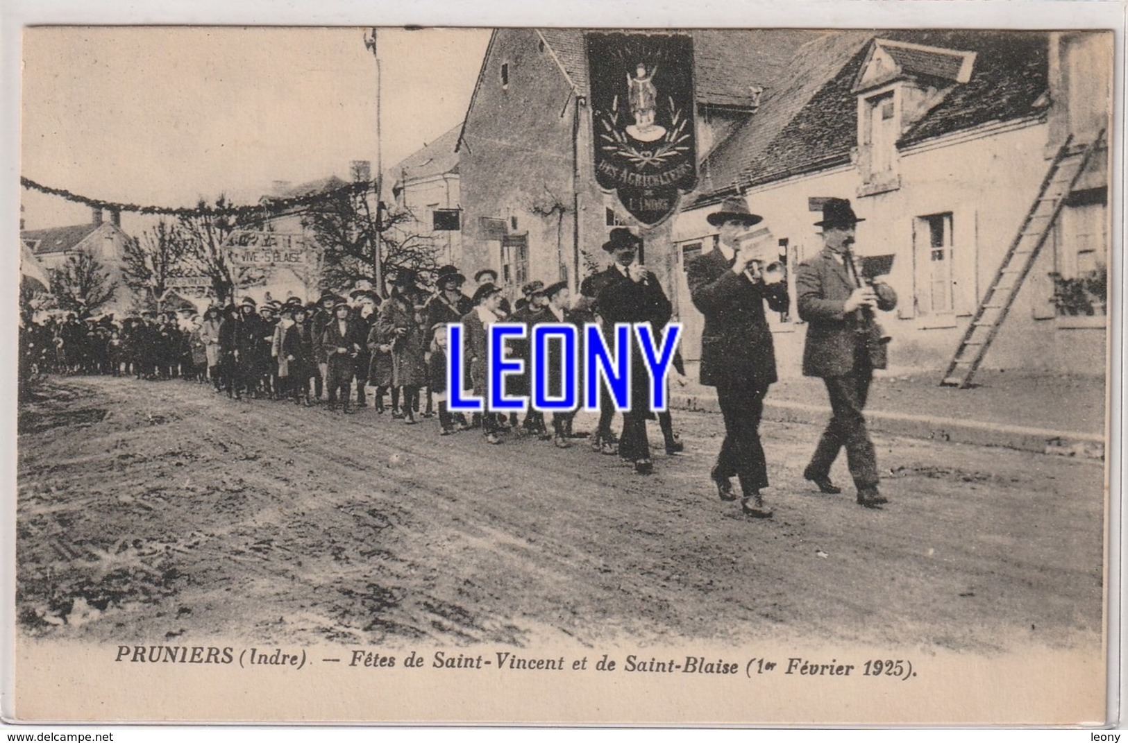 CPA De PRUNIERS (36) - FETES De SAINT VINCENT Et De SAINTE BLAISE (1er Février 1925) - GROSSE ANIMATIONS - Autres & Non Classés