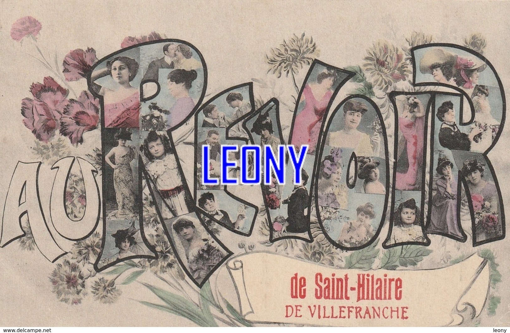 CPA De SAINT HILAIRE De VILLEFRANCHE (17) - " AU REVOIR "  FEMMES- HOMMES Et ENFANTS Dans Les LETTRES - Andere & Zonder Classificatie