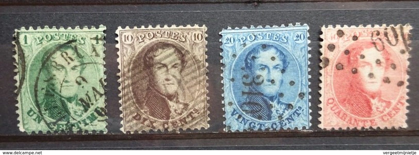 BELGIE  1863     Nr. 13 A - 16 A  Tand. 13 1/2  (3)    Gestempeld   CW  79,00 - 1863-1864 Medaillons (13/16)