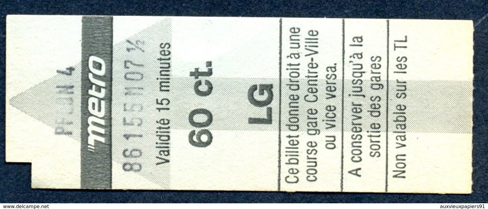Ticket - Billet Ou Titre De Transport Métro - LAUSANNE - 60 Ct. - Station PFLON 4 - Europa