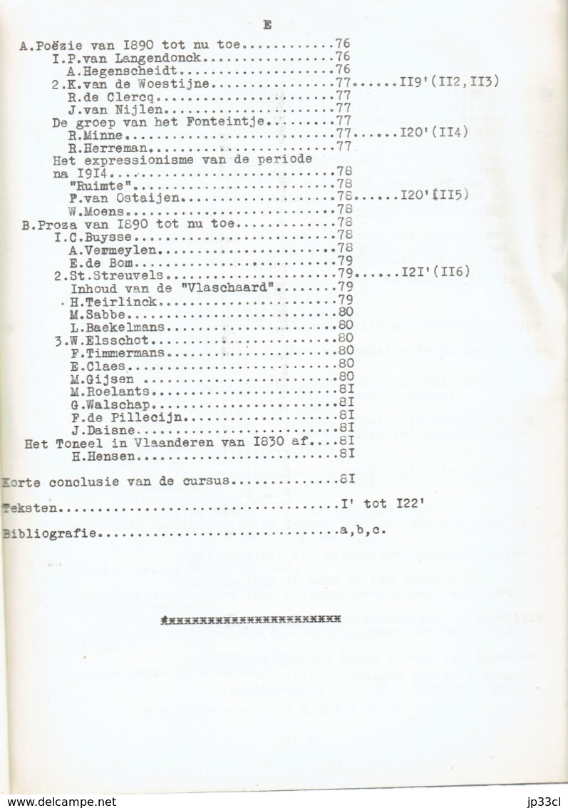 Nederlandse literatuurgeschiedenis : cours de littérature néerlandaise du Prof Fr. Barthelemy Athénée de Morlanwelz 1960