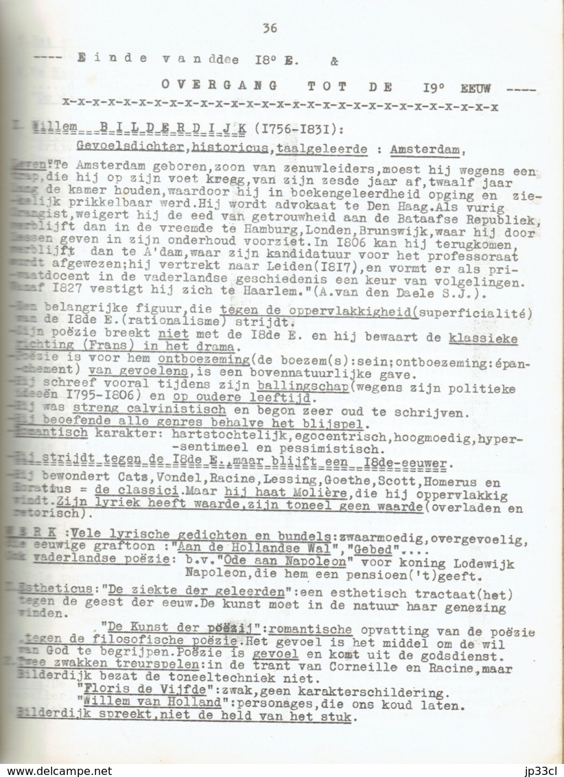 Nederlandse literatuurgeschiedenis : cours de littérature néerlandaise du Prof Fr. Barthelemy Athénée de Morlanwelz 1960