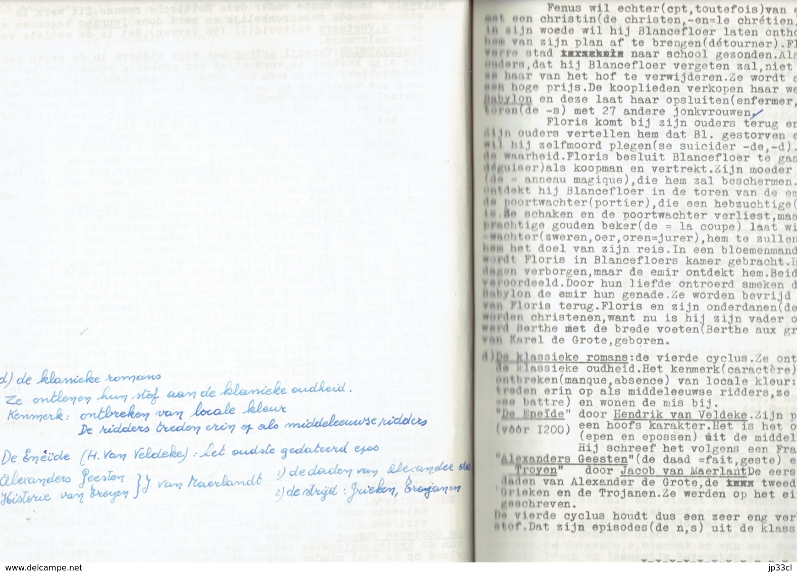 Nederlandse literatuurgeschiedenis : cours de littérature néerlandaise du Prof Fr. Barthelemy Athénée de Morlanwelz 1960