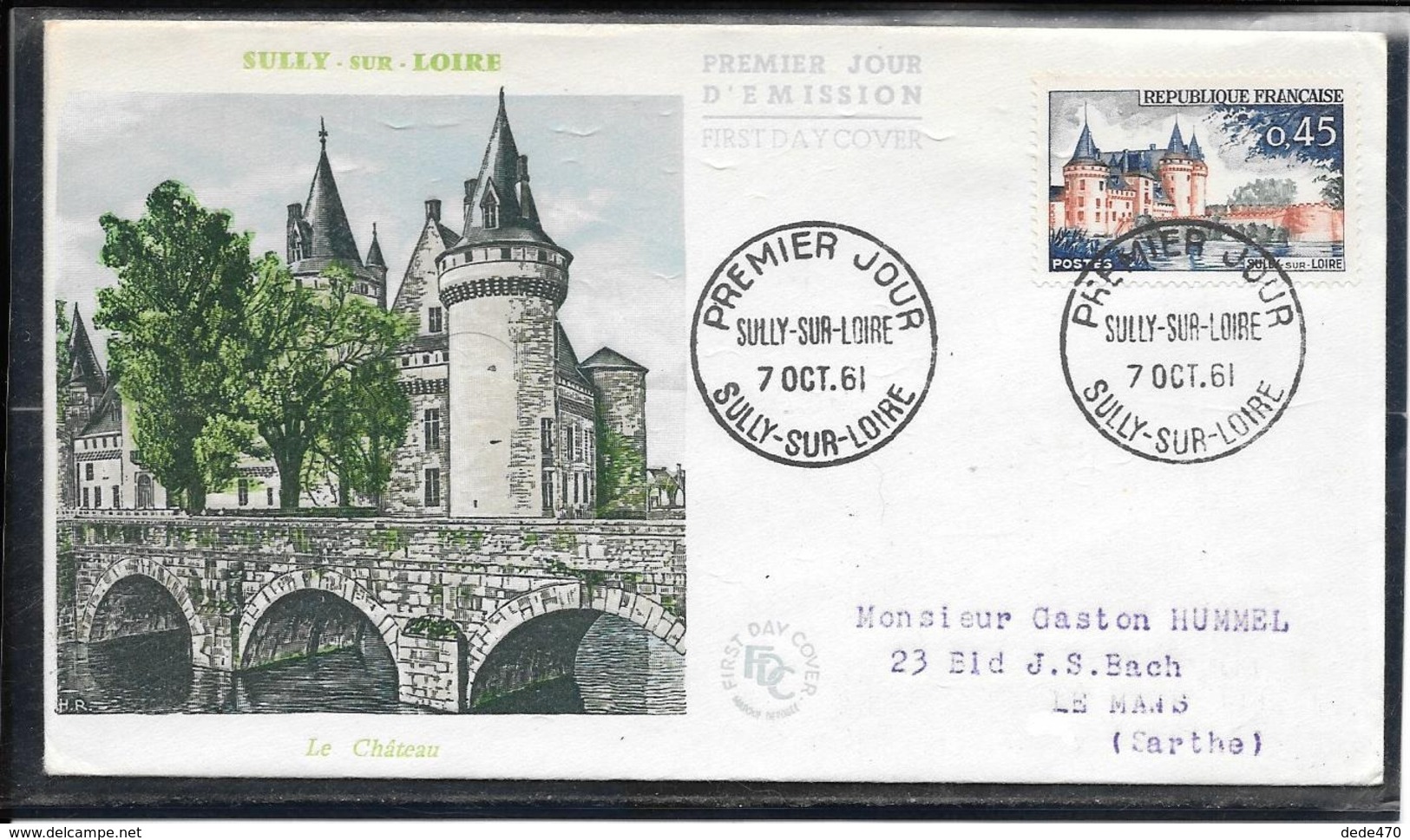 FDC 1961 - 1313 Série Touristique: SULLY SUR LOIRE - 1960-1969