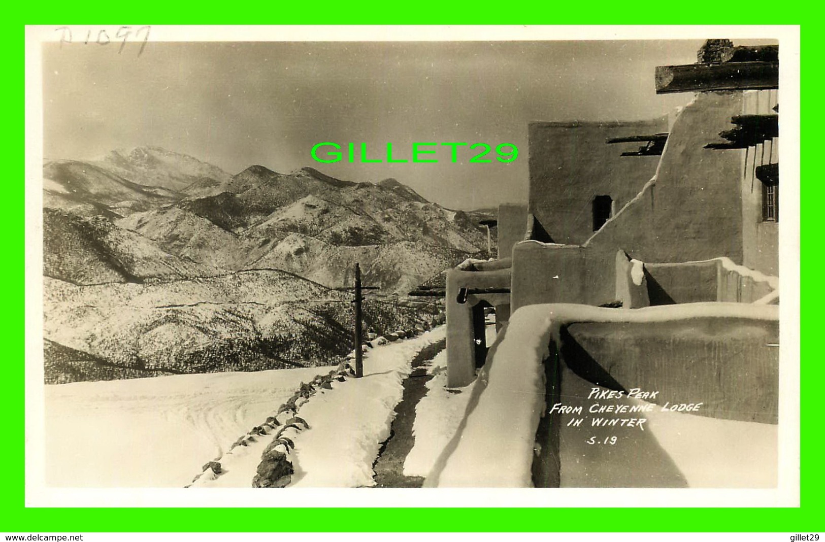 ROCKY MOUNTAINS, CO - PIKES PEAK FROM CHEYENNE LODGE IN WINTER - REAL-PHOTO - WRITTEN IN 1934 - - Rocky Mountains