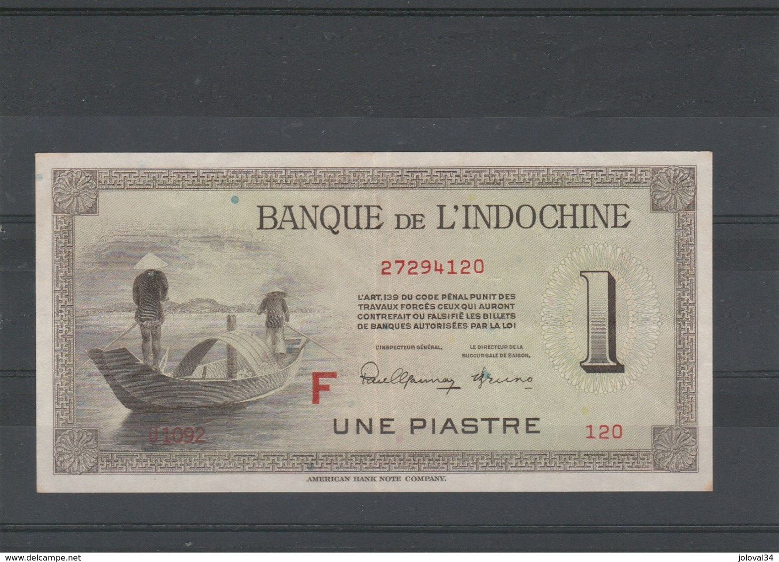 Banque De L' Indochine Billet 1945 De 1 Piastre F 27294120 - Indochine