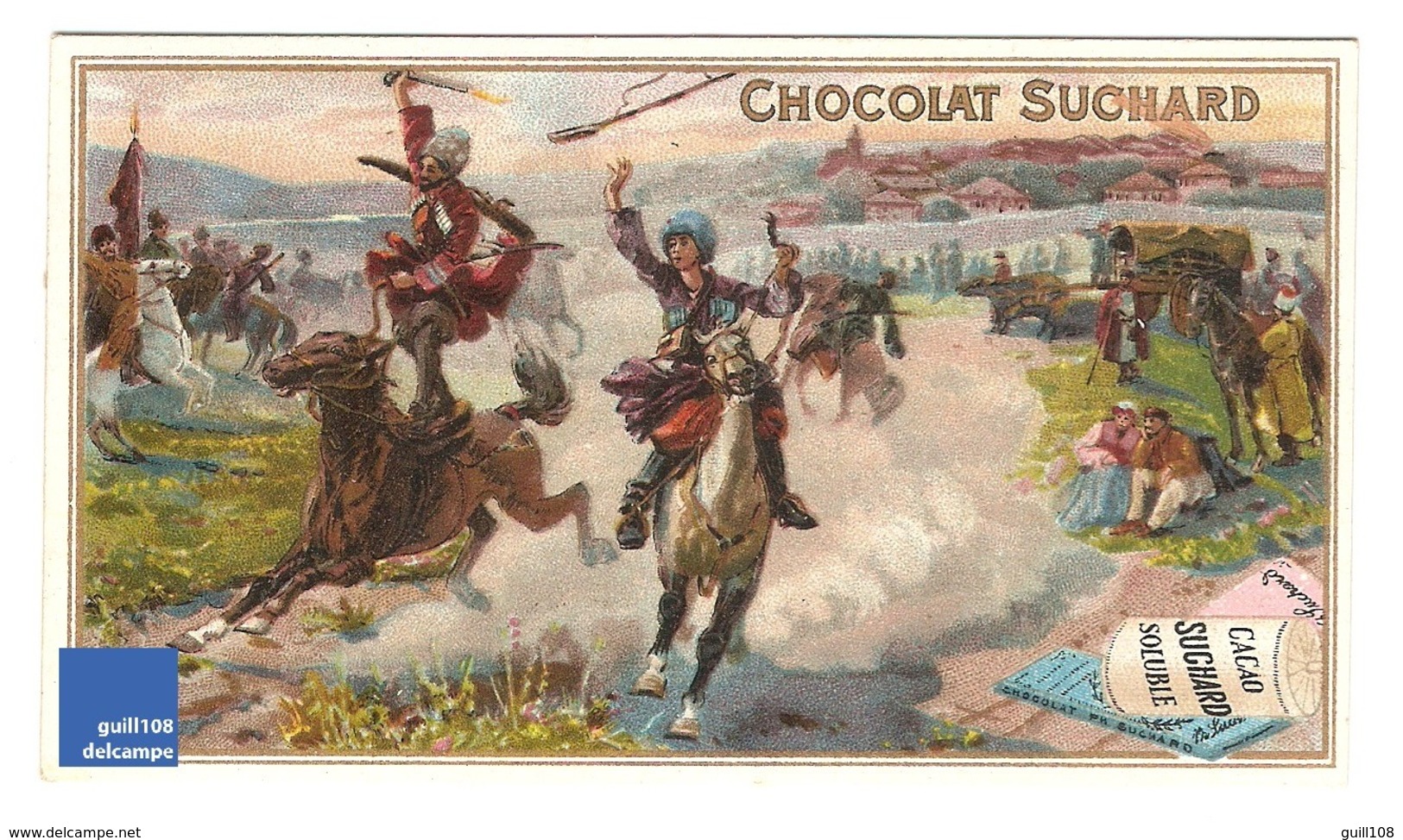 Chromo Chocolat Suchard Cavalier Russie Turquie Cheval Kazakh Kazakhs Yourte Bohème Roulotte A30-2810,5 - Suchard