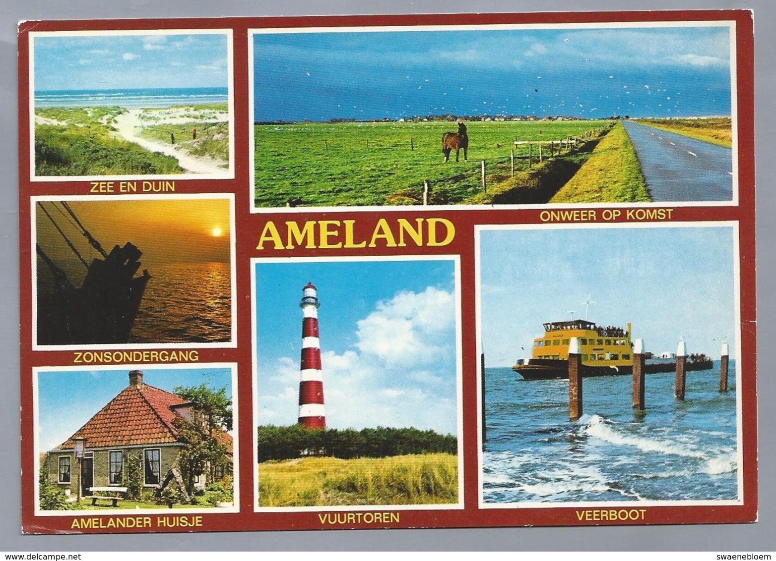 NL.- AMELAND. Zee En Duin. Zonsondergang. Vuurtoren. Veerboot. Onweer Op Komst. Amelander Huisje. Ongelopen - Ameland