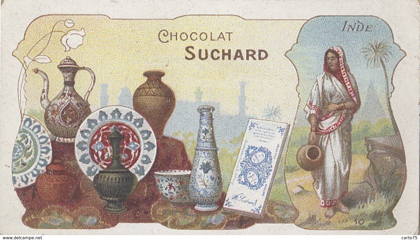 Chromos - Chocolat Suchard - Métiers Histoire Poterie Porcelaine - Pays India Inde - N° 10 - Suchard