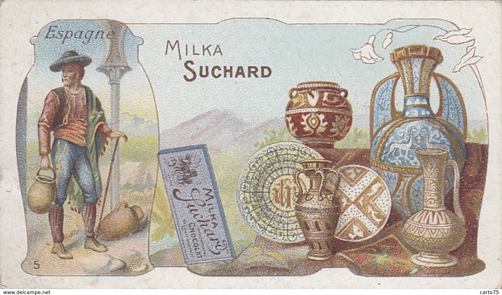 Chromos - Chocolat Suchard - Métiers Histoire Poterie Porcelaine - Pays Espagne - N° 5 - Suchard