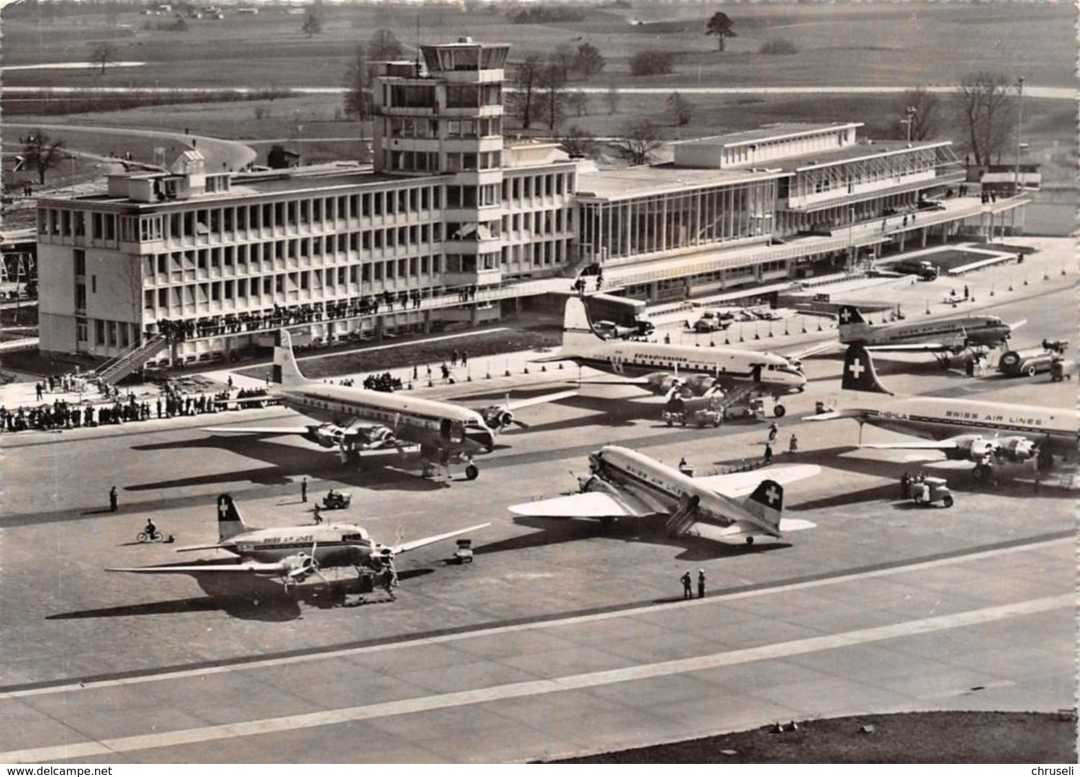 Flughafen Kloten Karte Und Briefmarke Ausgabejahr 1953 - Kloten