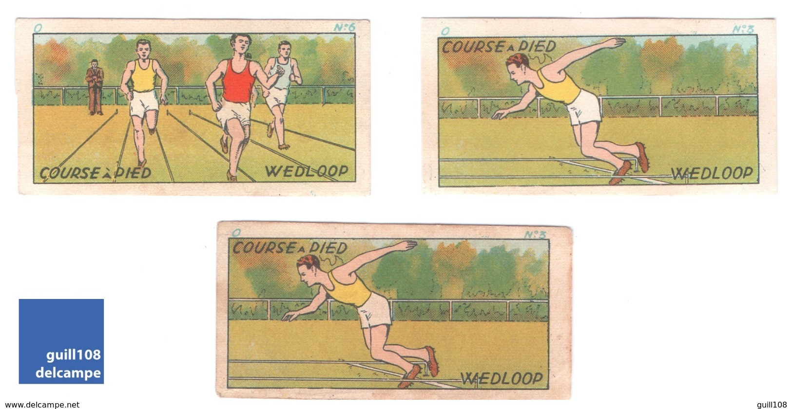 Ensemble De 3 Images Didactiques Chocolat Jacques Années 1940 Sport Athlétisme Course à Pied Wedloop Running A30-30 - Other & Unclassified