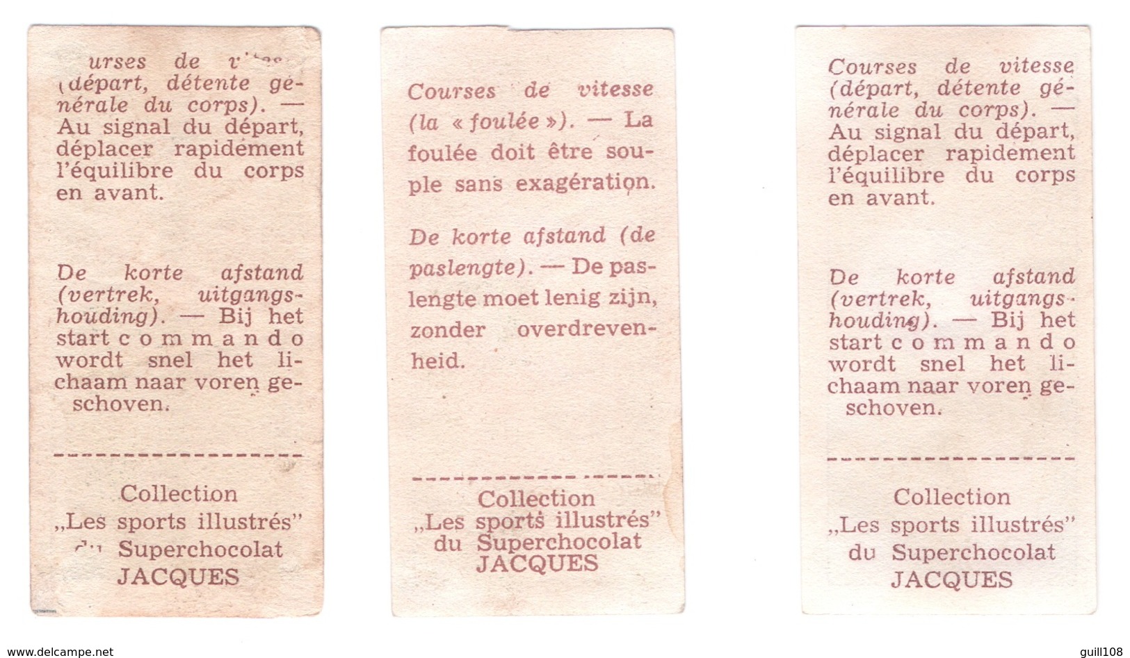 Ensemble De 3 Images Didactiques Chocolat Jacques Années 1940 Sport Athlétisme Course à Pied Wedloop Running A30-30 - Other & Unclassified