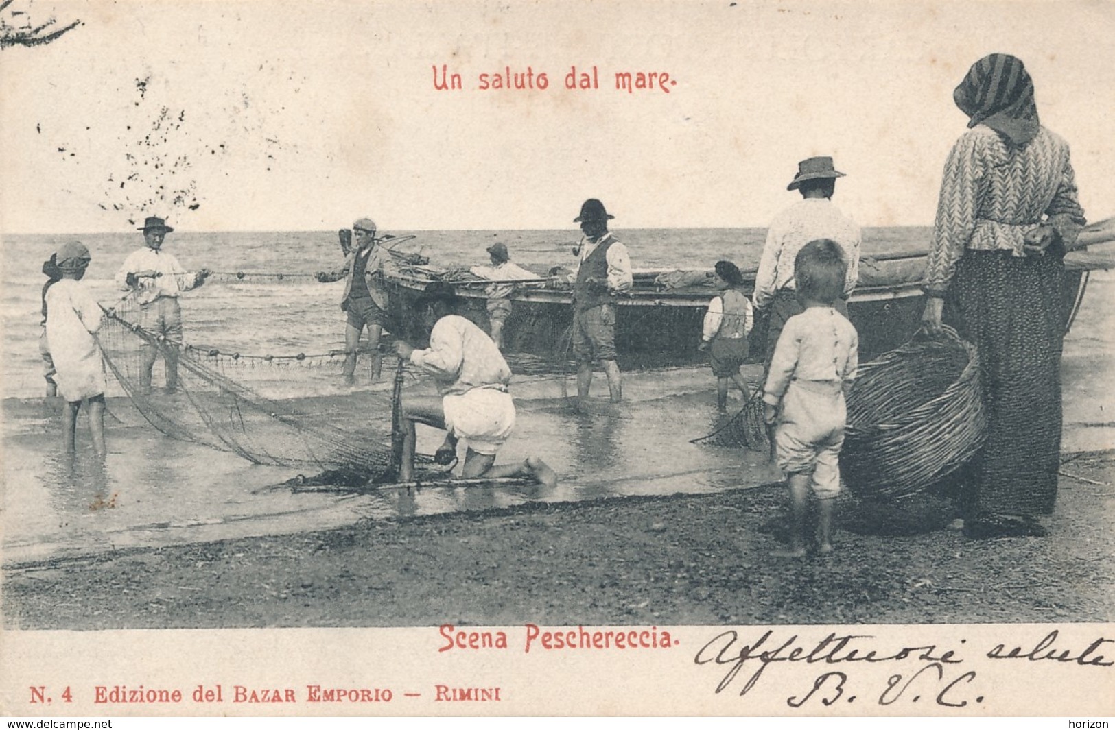 Z.153.  RIMINI - Un Saluto Dal Mare - Scena Peschereccia - 1904 - Rimini