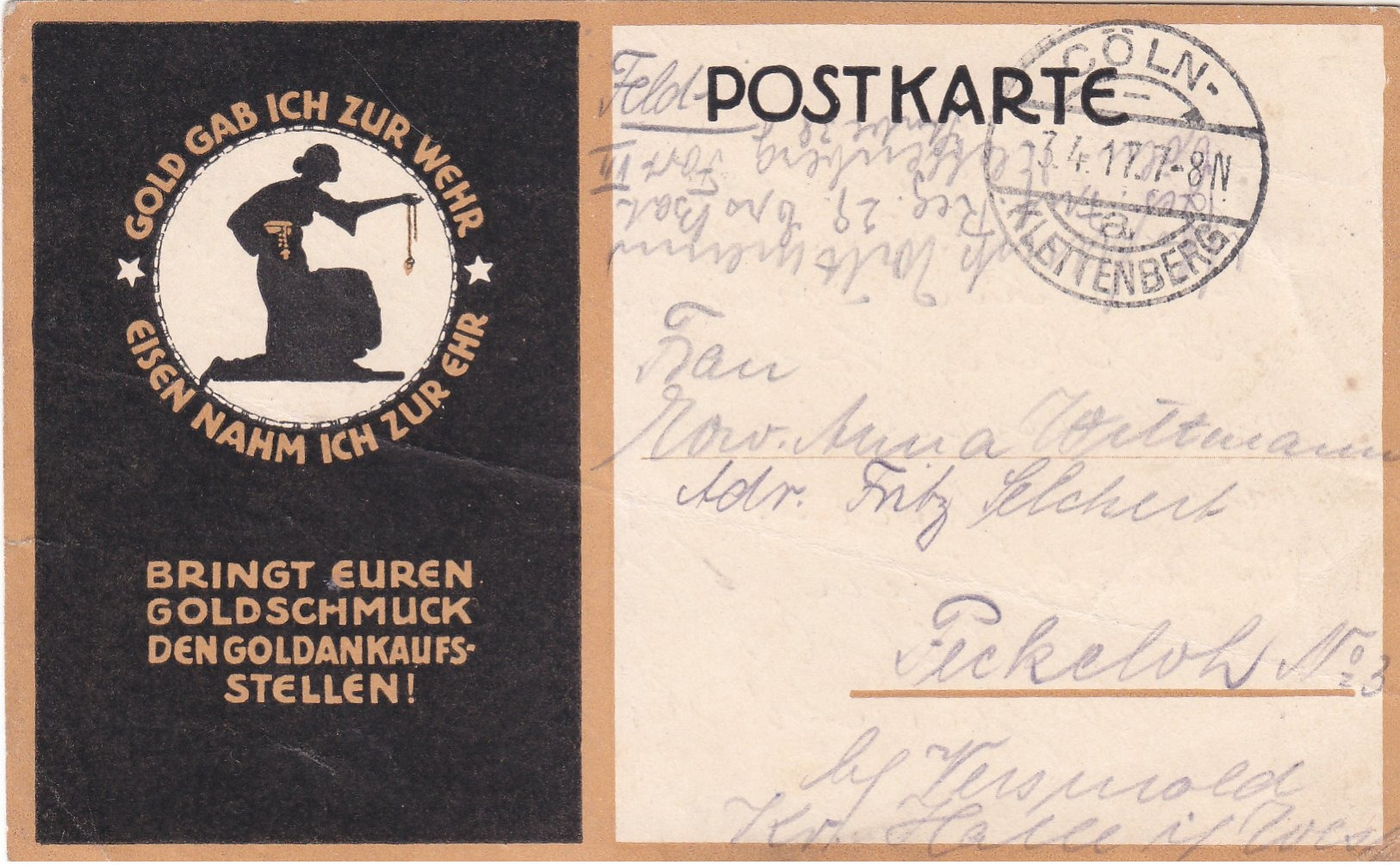 Postkarte COLN  Nach?   1917 - Covers & Documents