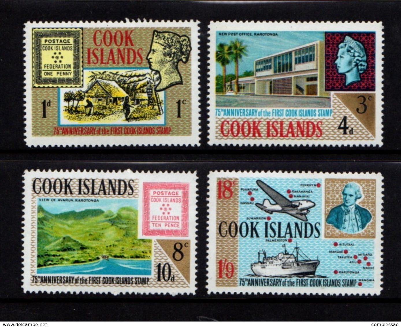 COOK  ISLANDS    1967    75th  Anniv  Of  First  Cook  Islands  Stamp    Set  Of  4    MNH - Cookeilanden