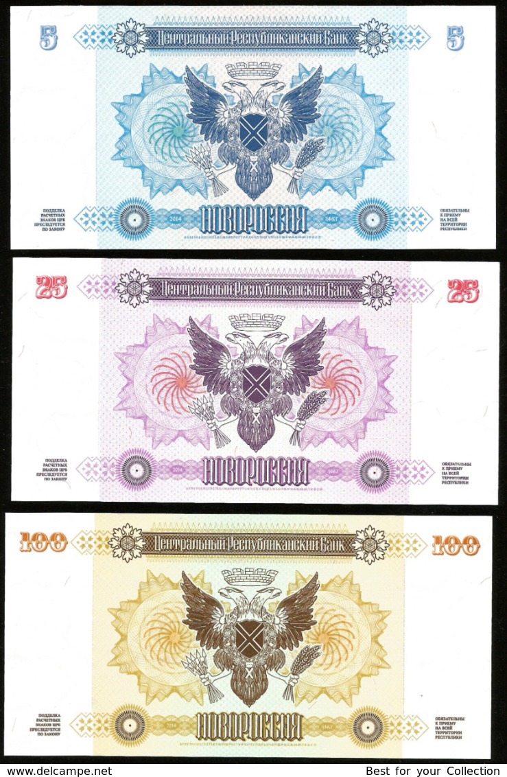 * Novorossia Novorossiya 5 25 100 Settlement Marks ( Rubles ) 2014 ! UNC ! Original ! RARITY !  #D16 - Russland