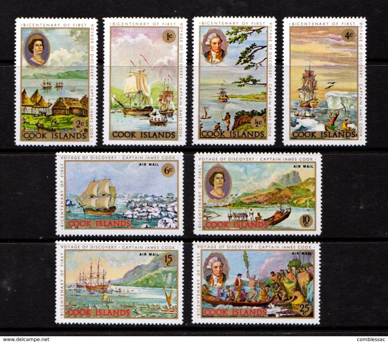 COOK  ISLANDS    1968    Bicentenary  Of  Capt  Cook  1st  Voyage    Set  Of  8    MNH - Cook Islands