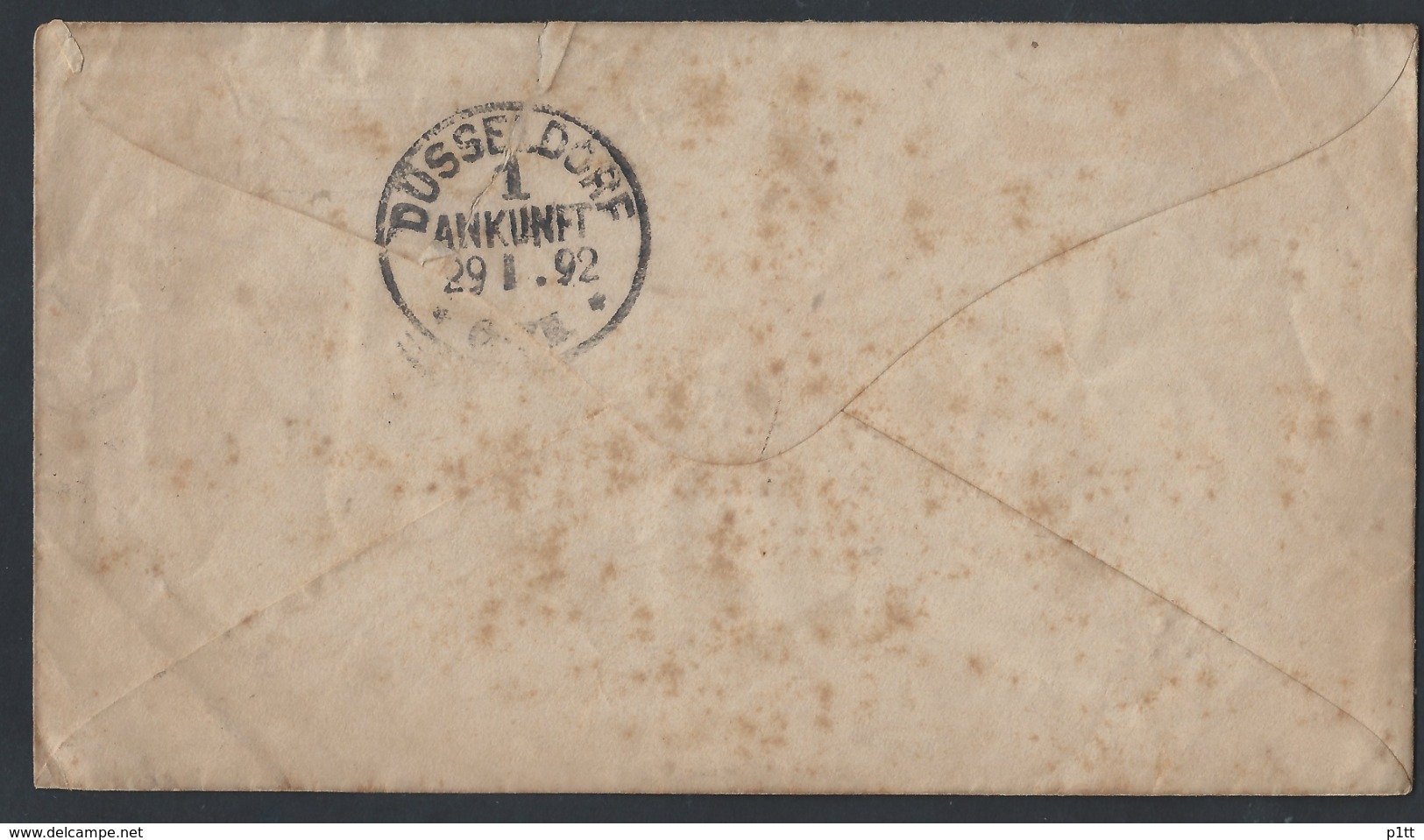 R112.Stamp Envelope. Post Office 1892 Odessa Dusseldorf. Russian Empire. Germany. - Covers & Documents