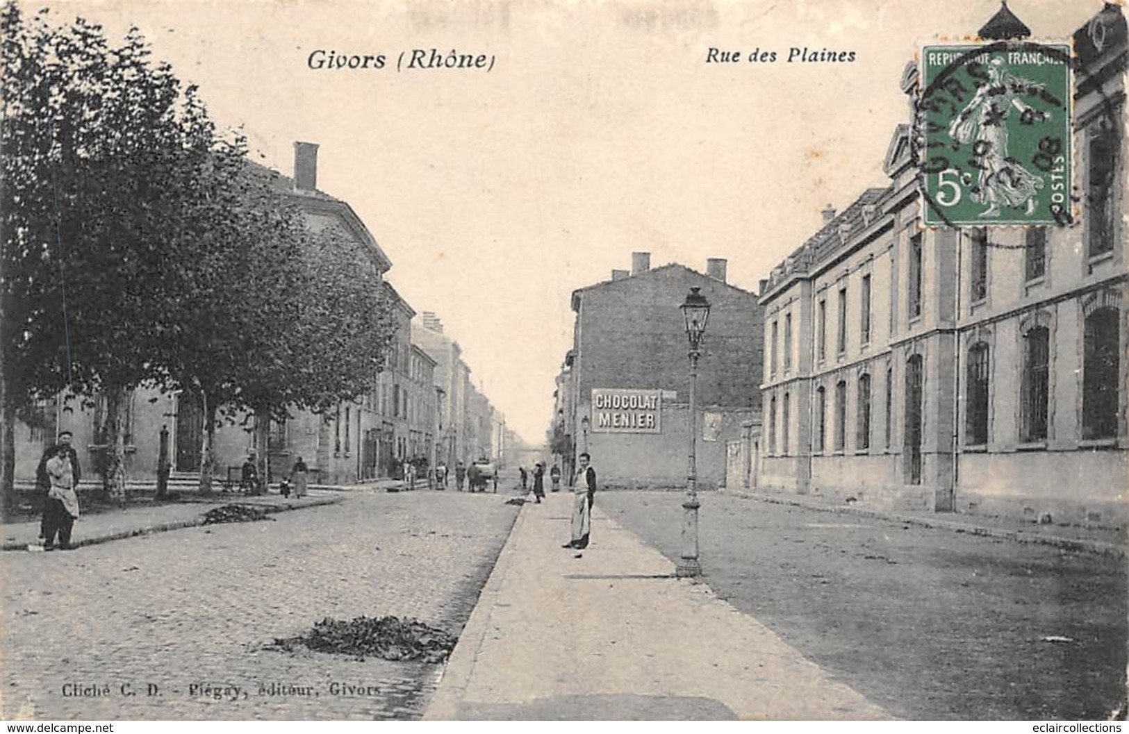 Givors         69        Rue Des Plaines     . Publicité Chocolat Menier            ( Voir Scan) - Givors