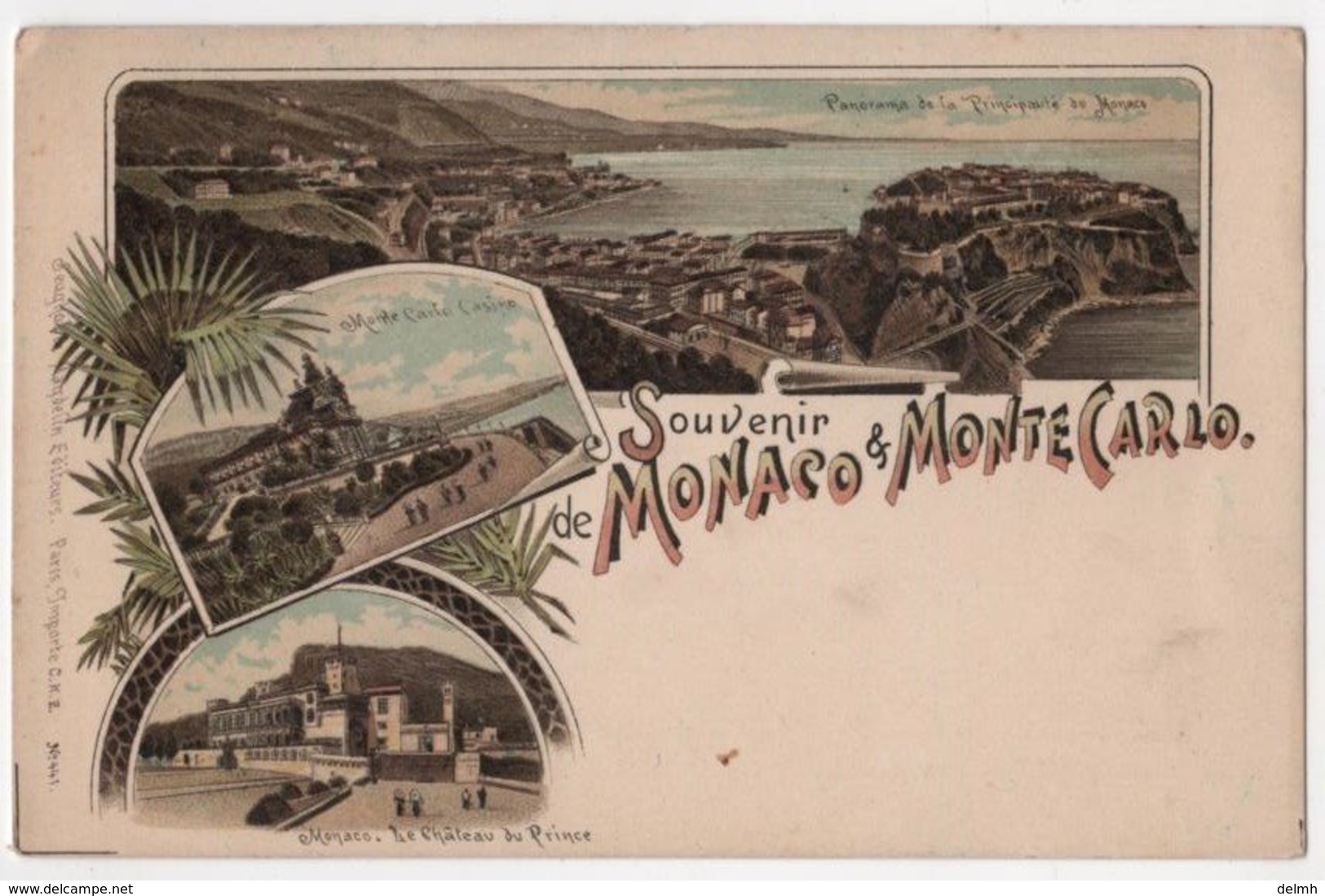 SOUVENIR DE MONACO & MONTE-CARLO Litho - Monte-Carlo