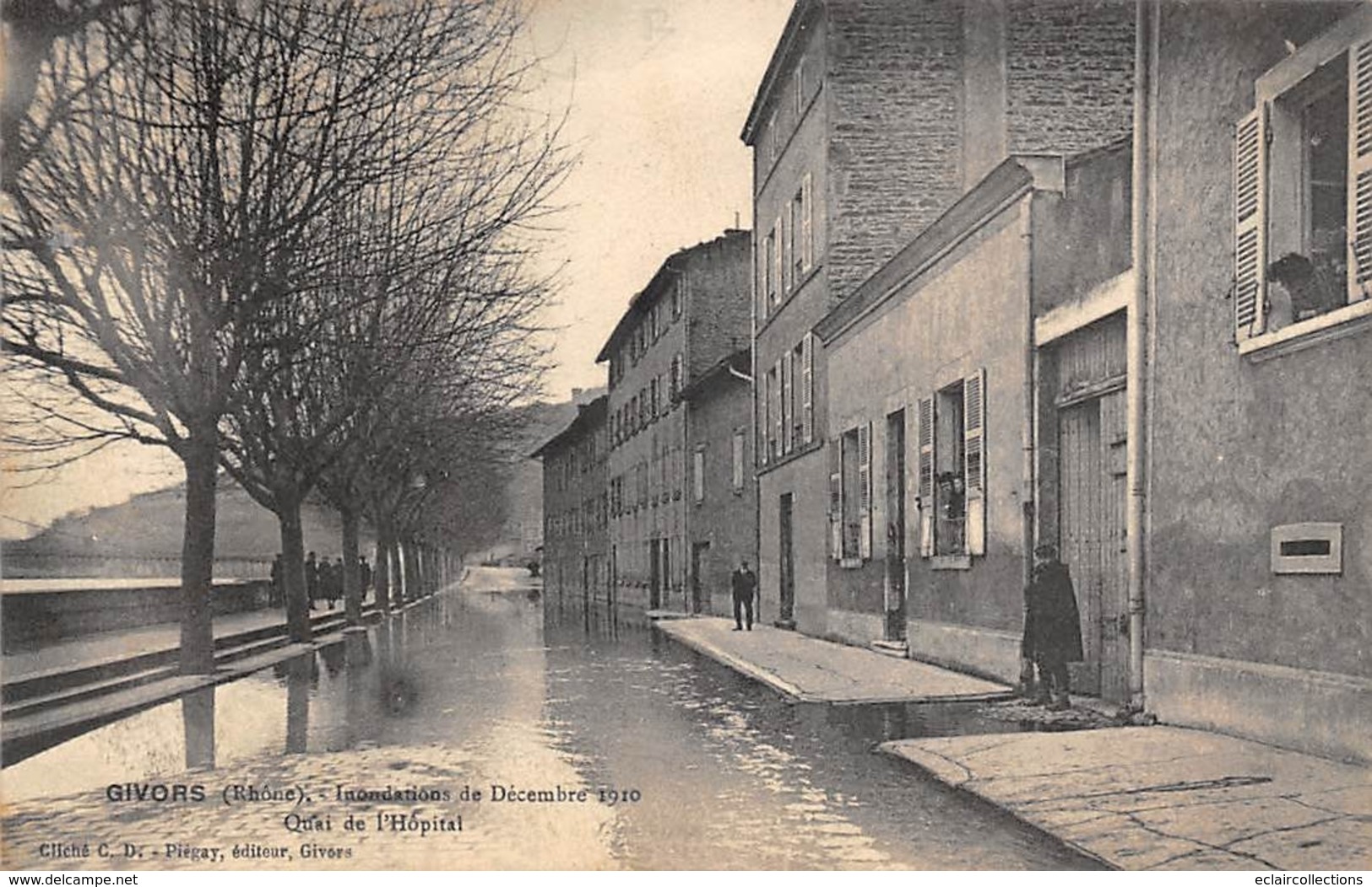 Givors         69       Inondations 1910    Quai De L'Hôpital          ( Voir Scan) - Givors