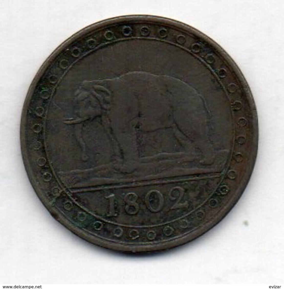 BRITISH CEYLON, 1/96 Rixdollar, Copper, 1802, KM #74 - Kolonien