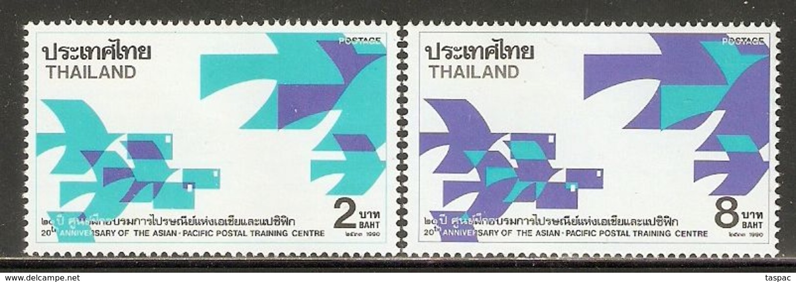 Thailand 1990 Mi# 1368-1369 ** MNH - Asian-Pacific Postal Training Center, 20th Anniv. - Tailandia