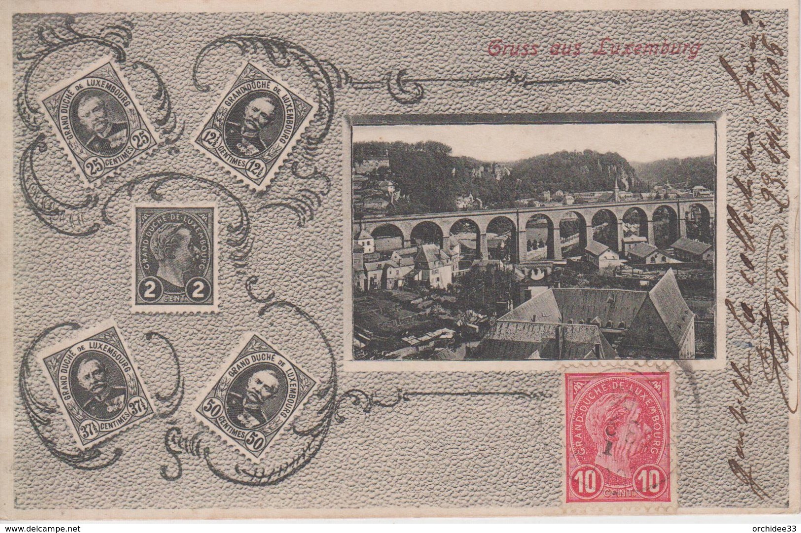 CPA Luxembourg - Gruss Aus Luxemburg (avec 1 Vue Et Reproduction De 5 Timbres Du Grand Duché) - Luxemburg - Stadt