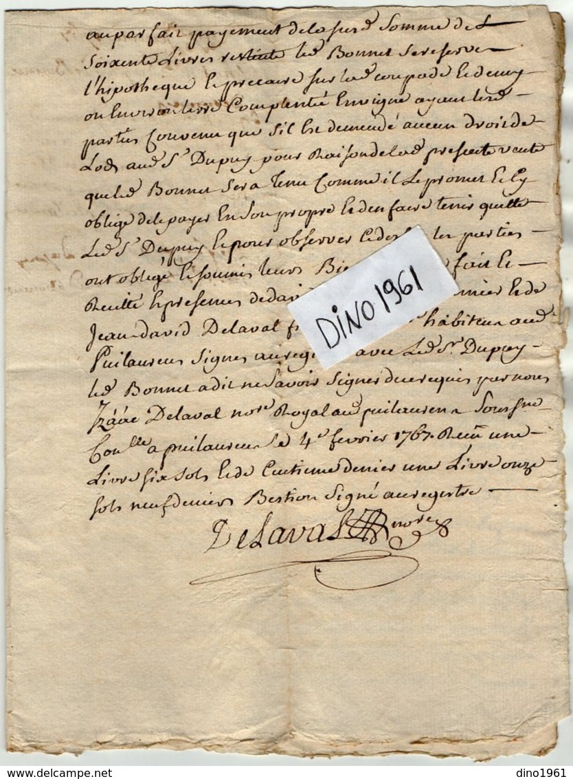 VP15.952 - Cachet De Généralité De TOULOUSE - Acte De 1767 - Vente D'une Pièce De Terre Située à PUYLAURENS - Matasellos Generales