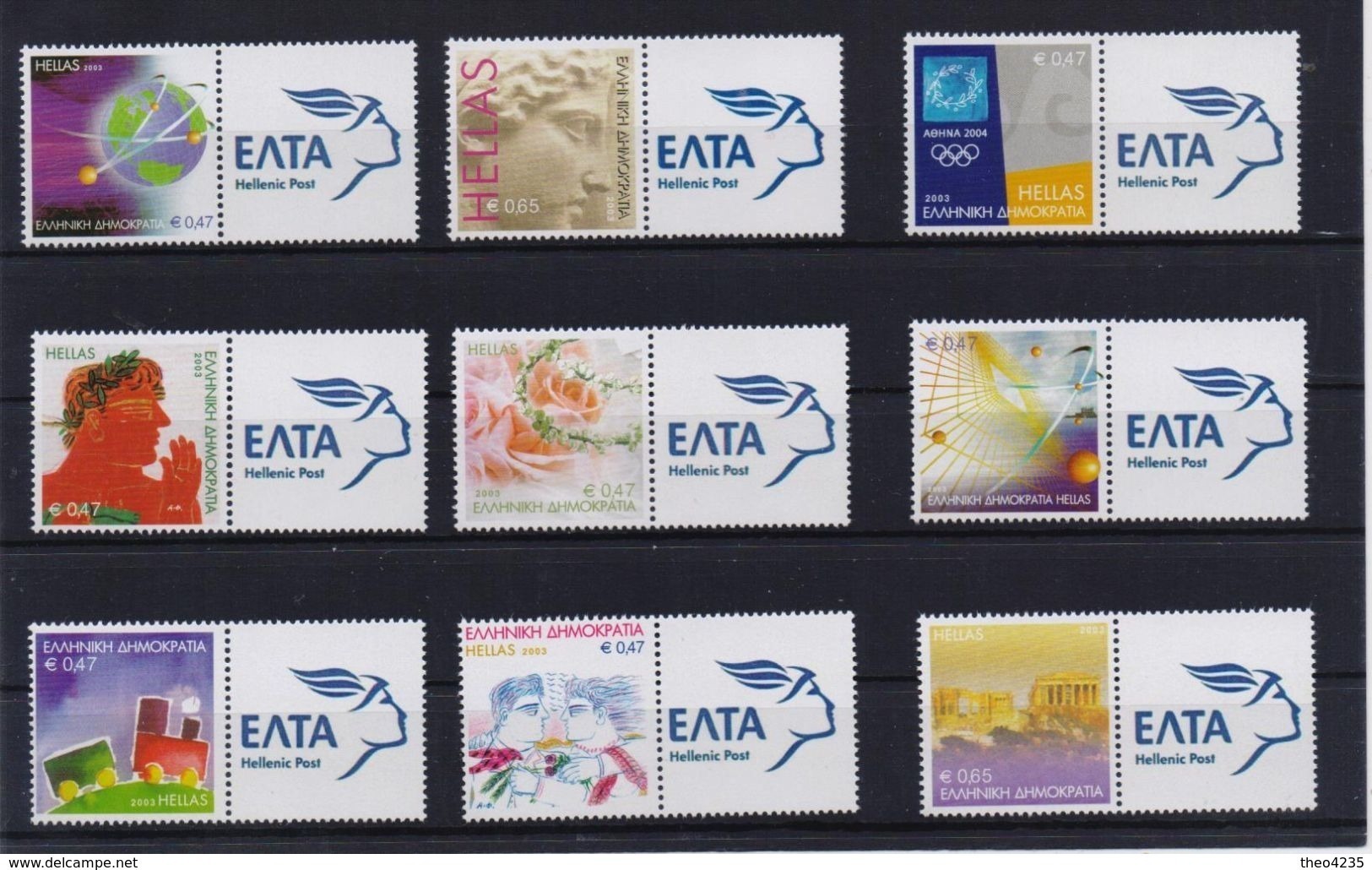 GREECE  PERSONAL STAMP WITH ELTA LABEL/PERSONALIZED STAMPS 2003(9pcs) -18/3/03-MNH-COMPLETE SET(L9) - Nuovi