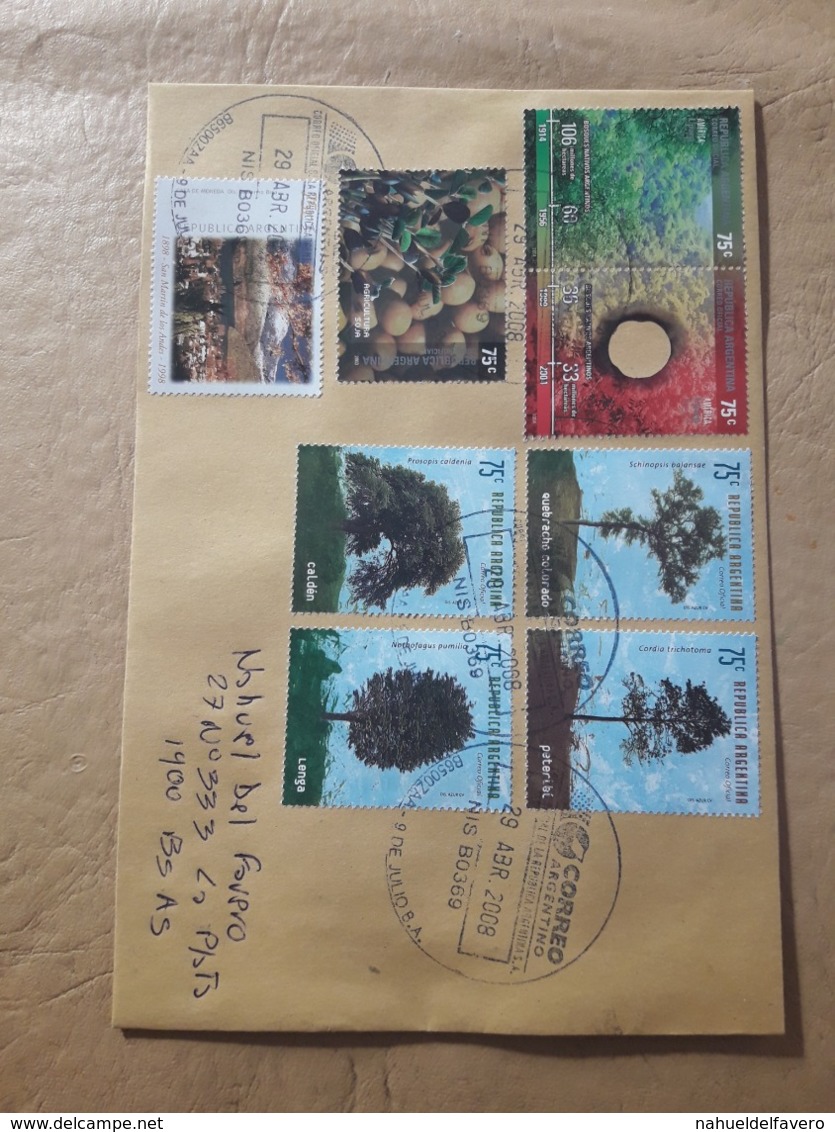 Enveloppe Argentine Distribuée Avec Des Timbres D'arbres Et De Fruits - Briefe U. Dokumente