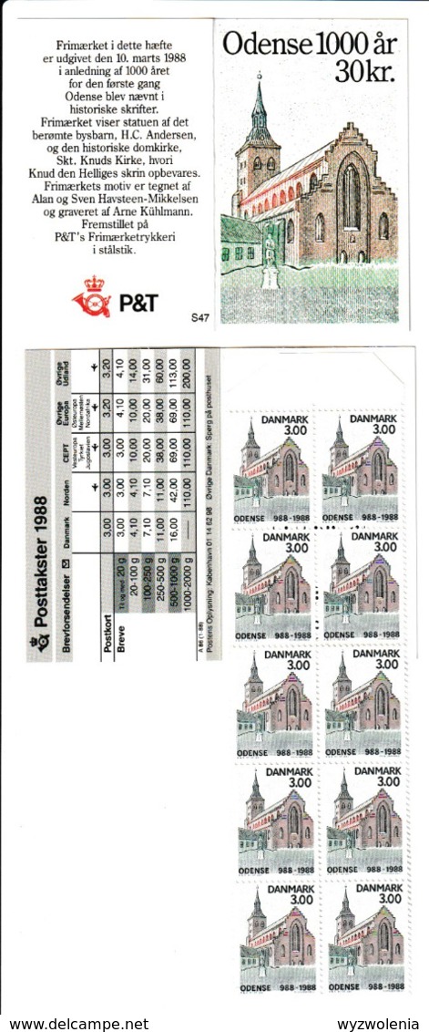 E 25) DK Dänemark 1988 Mi# 917 (10) Markenheftchen MH: Odense, St.-Knud-Kirche - Cristianesimo