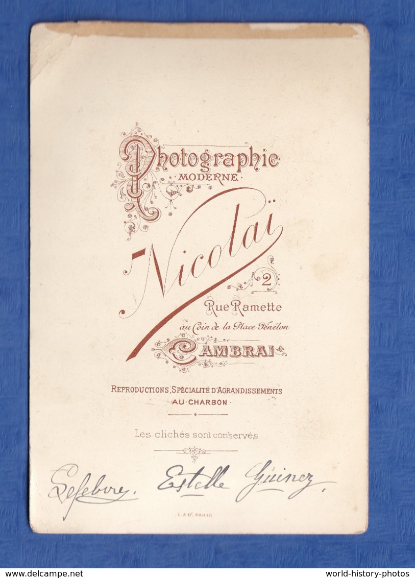 Photo Ancienne Vers 1880 - CAMBRAI - Portrait De Mariage Homme & Femme - LEFEBVRE Estelle GUINEZ - Photographe Nicolaï - Anciennes (Av. 1900)