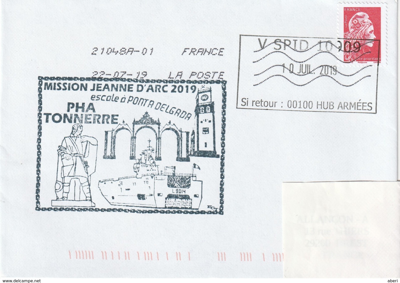 13123  PHA TONNERRE Escale à PONTA DELGADA - Mission JEANNE D'ARC - Poste Navale