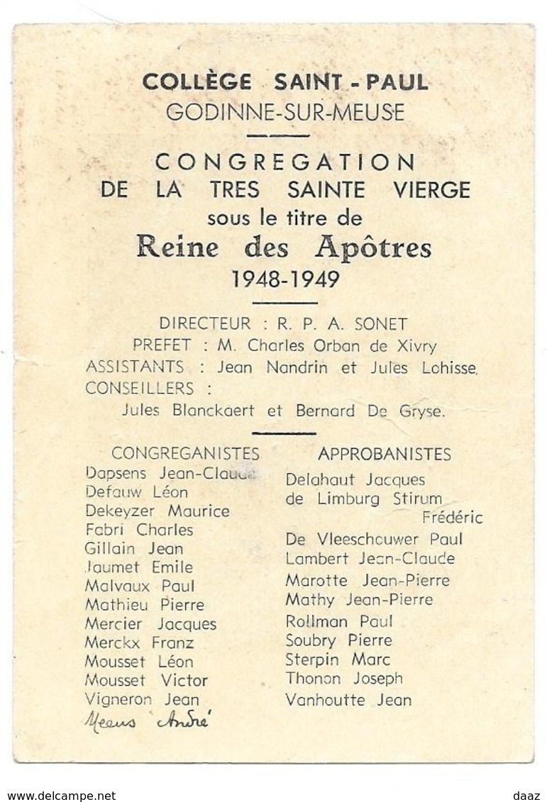 Godinne Sur Meuse Collège Saint Paul 1948-1949 - Non Classés