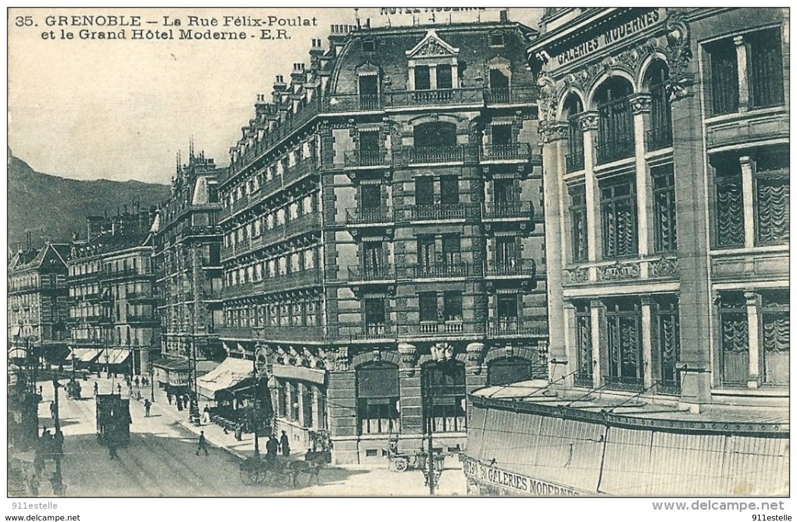 38  GRENOBLE -  La Rue   Félix  Poulat Et Le Grand Hotel Moderne - E R - Grenoble