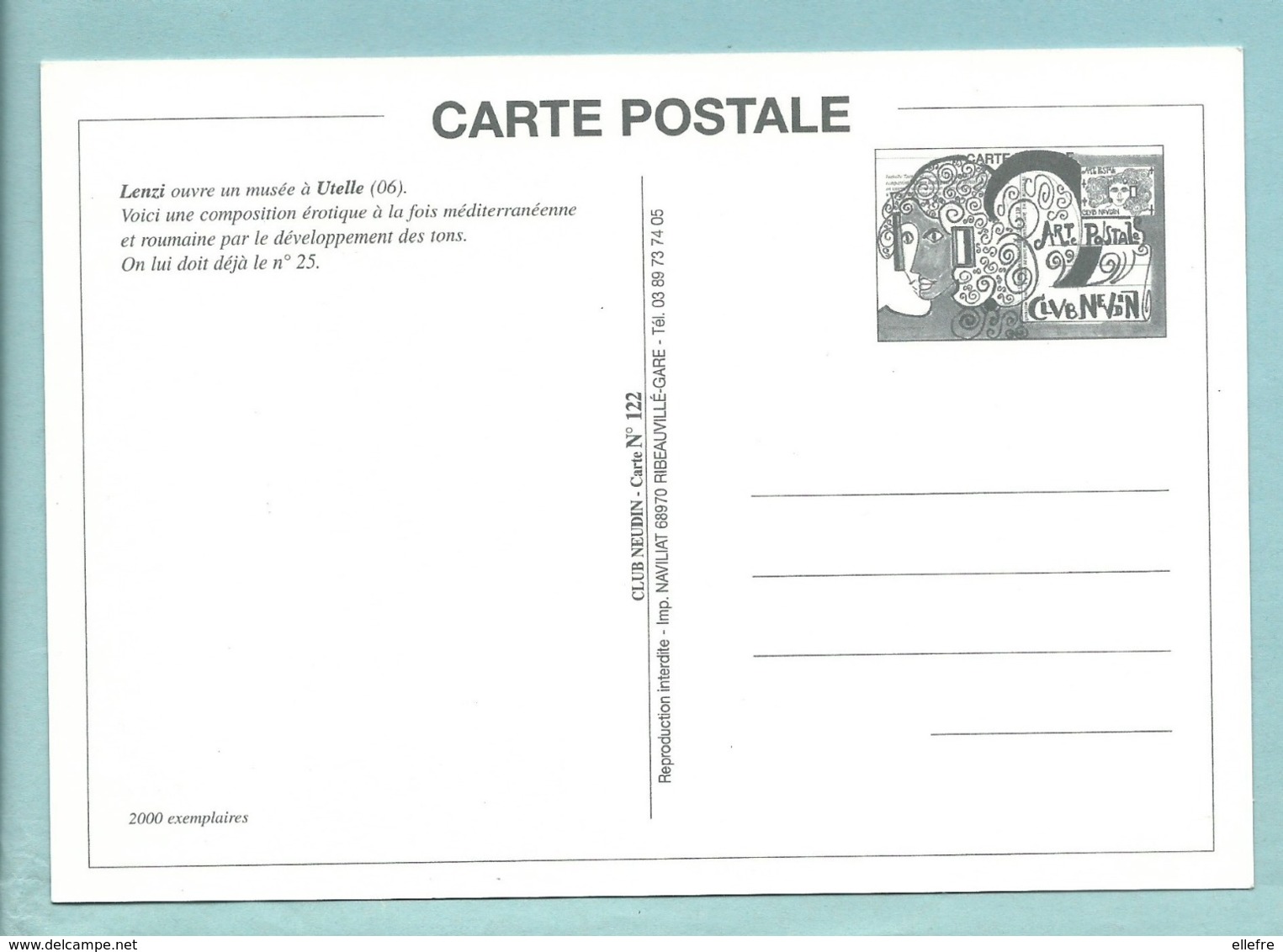 CPM Illustrateur LENZI - Femme En Sous Vêtement Lingerie Porte Jarretelle - Club Neudin Carte 122 Tirage 2000 Exp - Lenzi