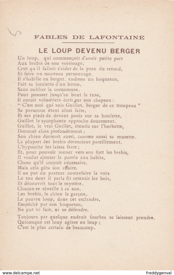 FABLE DE LA FONTAINE LE LOUP DEVENU BERGER - Contes, Fables & Légendes