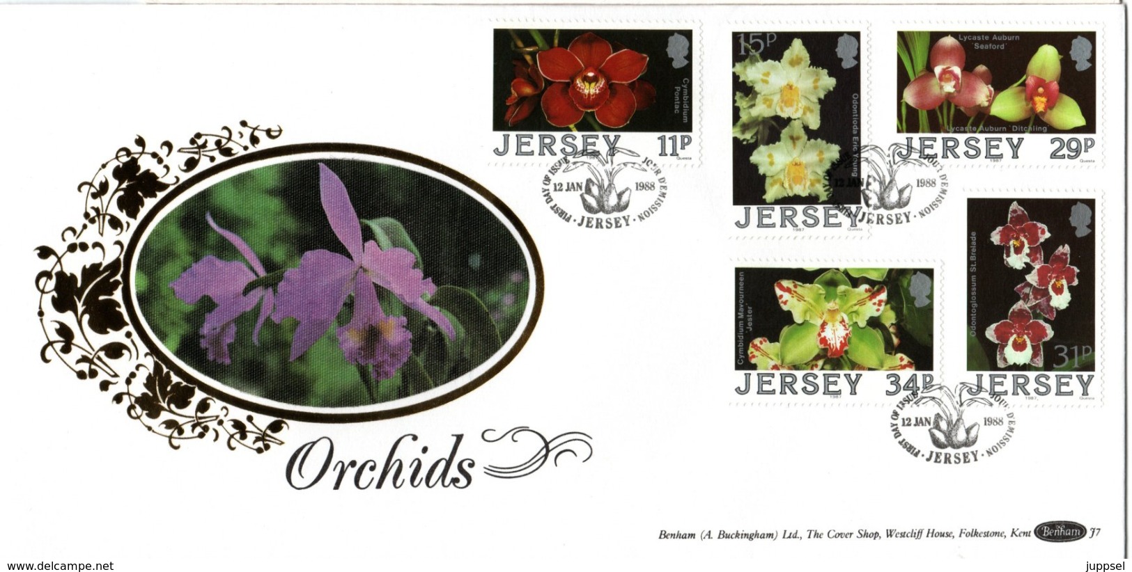 FDC  JERSEY,    Orchid   /    L'orchidée, Lettre De Première Jour,   1988 - Orchideen