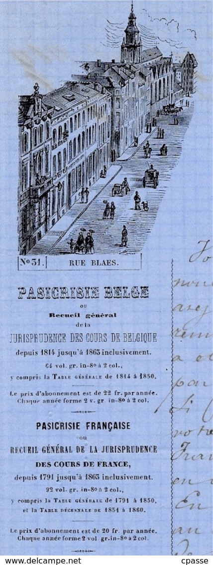 1864 Courrier à En-tête Commerciale BRUYLANT CHRISTOPHE & COMPAGNIE Editeurs Libraires Et Imprimeurs Rue Blaes BRUXELLES - Drukkerij & Papieren