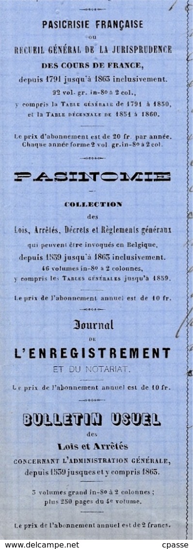 1864 Courrier à En-tête Commerciale BRUYLANT CHRISTOPHE & COMPAGNIE Editeurs Libraires Et Imprimeurs Rue Blaes BRUXELLES - Druck & Papierwaren