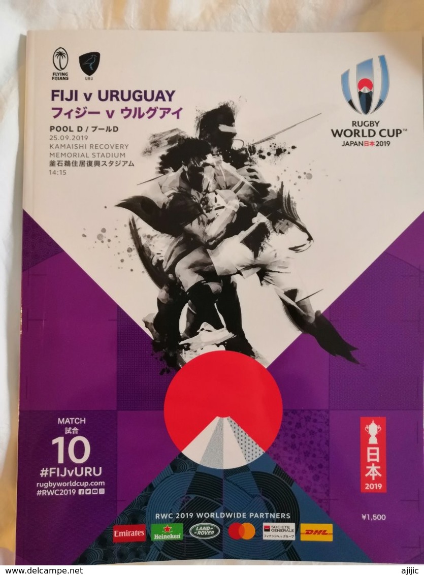 Rugby World Cup Japan 2019. Official Program FIJI-URUGUAY, Play In Kamaishi, 116 Luxurious Color Pages English &Japanese - 1950-Aujourd'hui