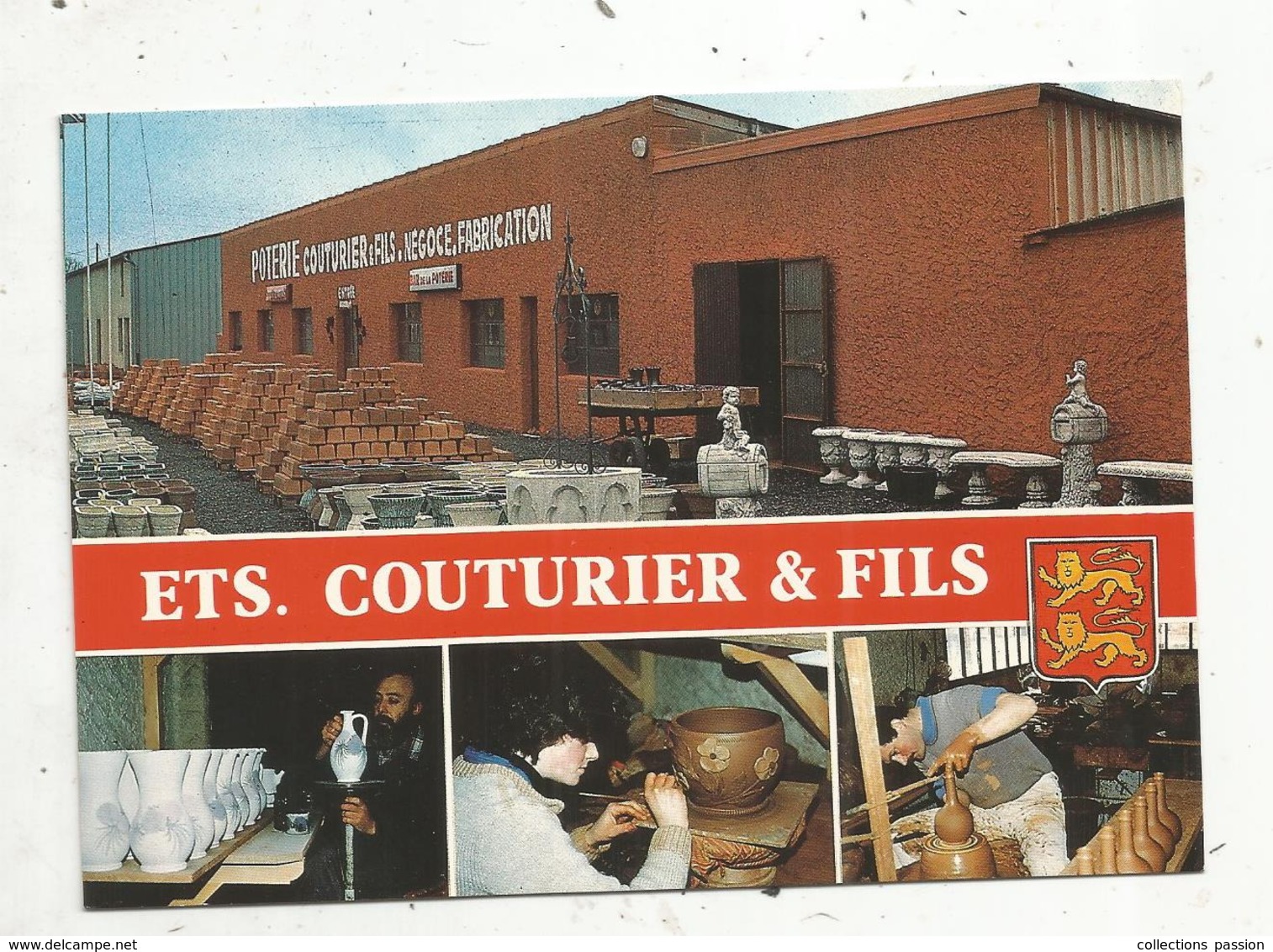 Cp,  Commerce , ETS COUTURIER & FILS ,poteries Normandes... Café-bar ,14 ,  NORON LA POTERIE , Vierge - Geschäfte