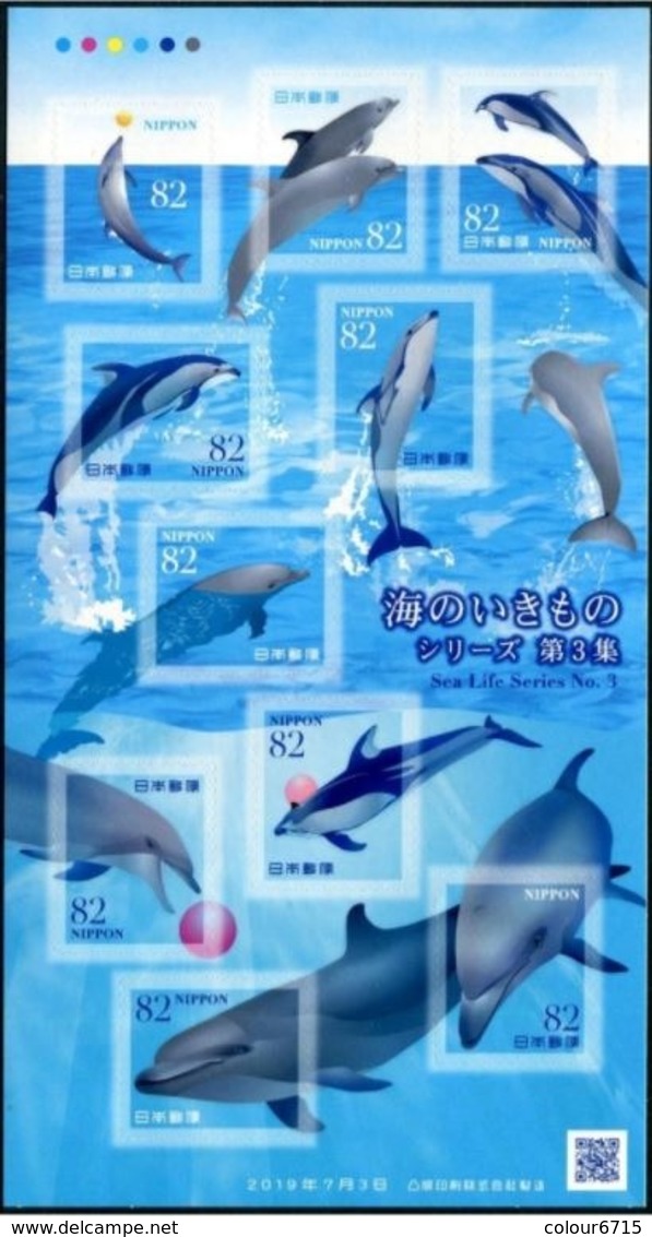 Japan 2019 Sea Life Series No.3 — Whales & Dolphins Stamp Sheetlet MNH - Unused Stamps