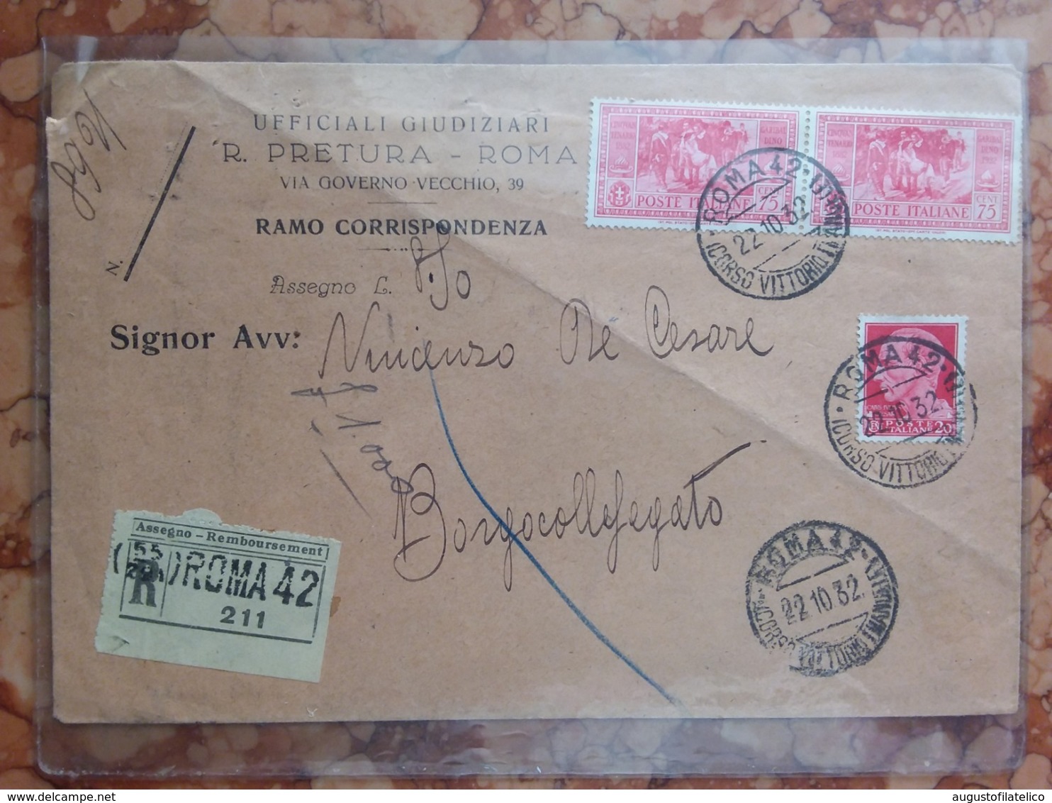 REGNO - Raccomandata Con Coppia C.75 Garibaldi (piega Diagonale) + Spese Postali - Storia Postale