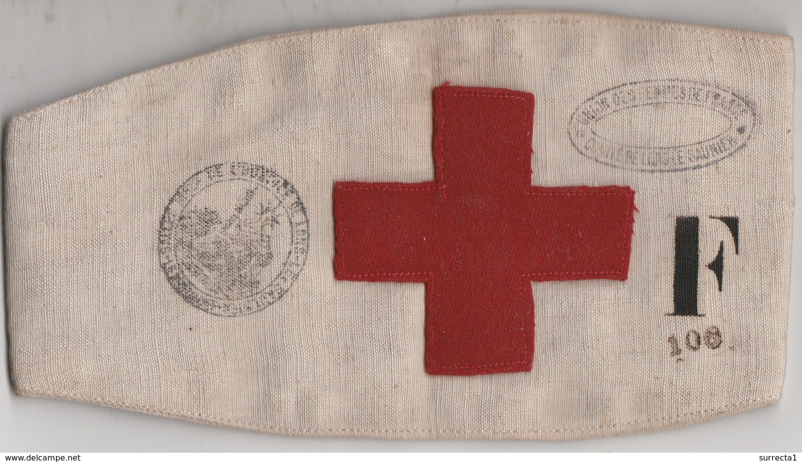 Brassard Croix Rouge / UFF Union Femmes Françaises / Comité 106 De Lons Le Saunier / 2 Cachets + F / 39 Jura - 1914-18