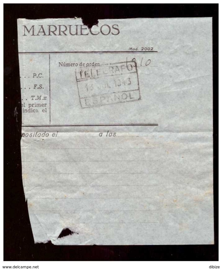 Marruecos. Protectorado Español. Sello De Telegrafo De 1943. - Zonder Classificatie