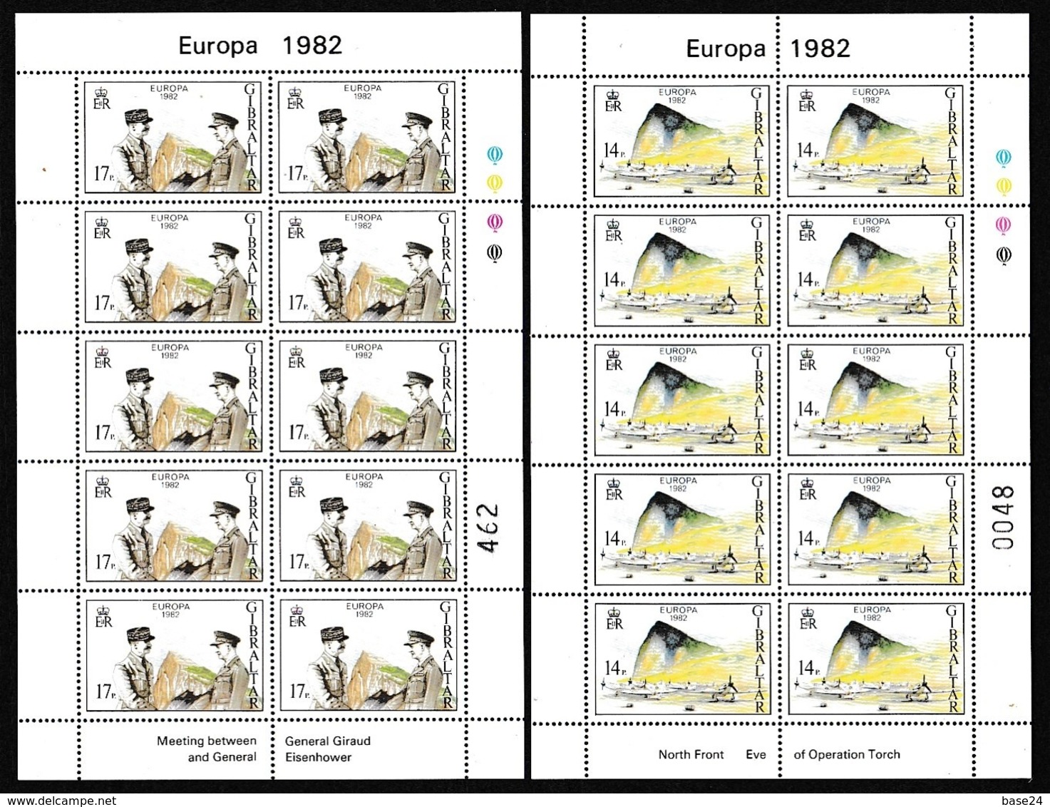 1982 Gibilterra Gibraltar EUROPA CEPT EUROPE 2 Minifogli Di 10 Valori MNH** 2 Minisheets - 1982